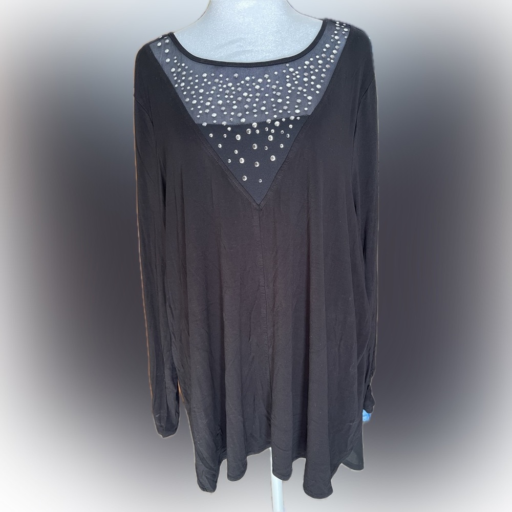 Cable & Gauge Black Long Sleeve Studded Blouse